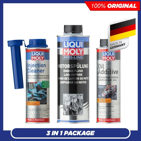 LIQUI MOLY PRO LINE ENGINE FLUSH + MOS2 OIL ADDITIVE + INJECTION CLEANER (3 IN 1)